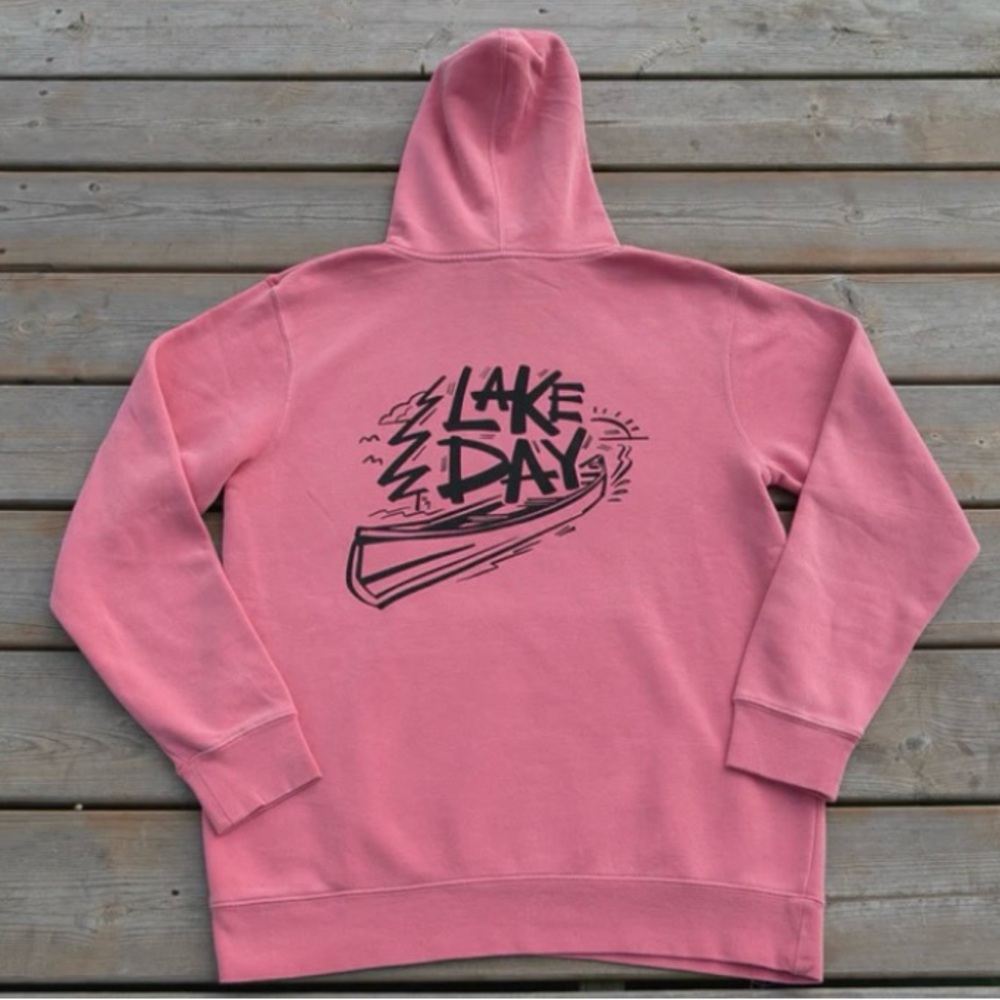 New LAKE DAY Oversized Pink Hoodie Kawartha Apparel